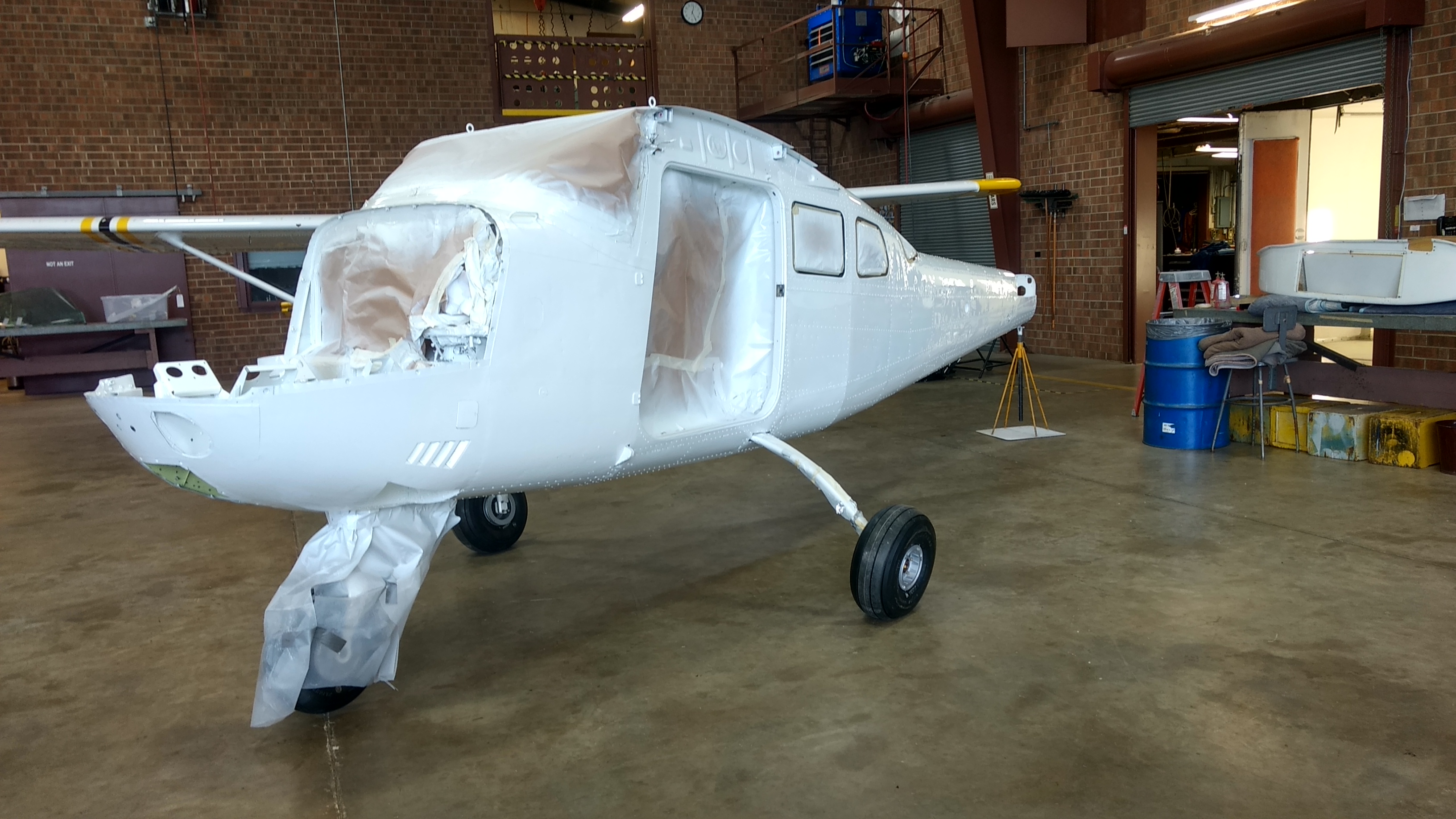 Cessna 206 being painted.